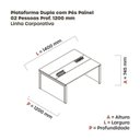 Ver imagem 3 de Estação de Trabalho Mesa Plataforma Escritório Dupla para 2 Pessoas com Caixa de Tomada Pé Painel Preto/Cinza