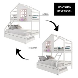 Treliche Casinha com Janela Casal/solteiro Madeira Maciça Branco/ Rosa Housin - 6