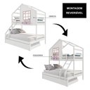 Ver imagem 6 de Treliche Casinha com Janela Casal/solteiro Madeira Maciça Branco/ Rosa Housin