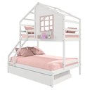 Ver imagem 2 de Treliche Casinha com Janela Casal/solteiro Madeira Maciça Branco/ Rosa Housin