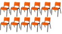 Ver imagem 2 de Cadeira Iso Base Preto Igreja, Escola, Escritório - Laranja Kit 11 Peças