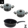 Jogo Panelas Preta Indução Cooktop Elétrico Á Gás 3 Pçs - 5