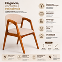 Ver imagem 6 de Kit 8 Cadeiras de Jantar Gabriela Madeira em Linho Estofada:Bege Linho/Cerejeira