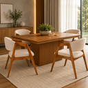 Ver imagem 4 de Kit 8 Cadeiras de Jantar Gabriela Madeira em Linho Estofada:Bege Linho/Cerejeira
