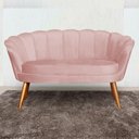 Ver imagem 2 de Kit Pétala Namoradeira e 2 Poltronas Decorativa Pés Palito Veludo Rose - Lm Decor