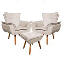 Ver imagem 3 de Kit 02 Poltronas Opala com 01 Puff Opala Suede Bege