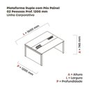 Ver imagem 3 de Estação de Trabalho Mesa Plataforma Escritório Dupla para 2 Pessoas com Caixa de Tomada Pé Painel Marrom/Walnut/Cinza