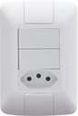 Ver imagem 1 de Conjunto 4x2 com 2 Interruptores Simples 6 A 250 V e 1 Tomada 2P+T 20 A 250 V Tramontina Aria Branco