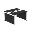 Ver imagem 1 de Estação de Trabalho Mesa Plataforma Escritório Dupla para 2 Pessoas com Caixa de Tomada Pé Painel Preto/Branco