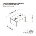 Ver imagem 3 de Estação de Trabalho Mesa Plataforma Escritório Dupla para 2 Pessoas com Caixa de Tomada Pé Painel Marrom/Walnut/Branco