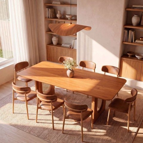 Conjunto de Jantar com Mesa Tali 210cm e 8 Cadeiras Ema CabeCasa MadeiraOriginals Marrom