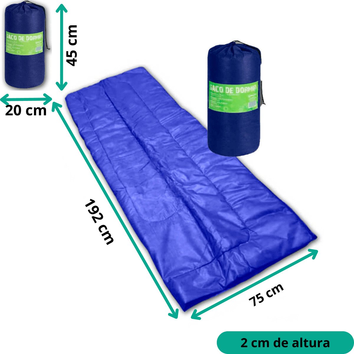 Saco de Dormir Colchonete Fa Colchões Acampamento Camping Solteiro 192x75cm 8161 Color:azul - 5