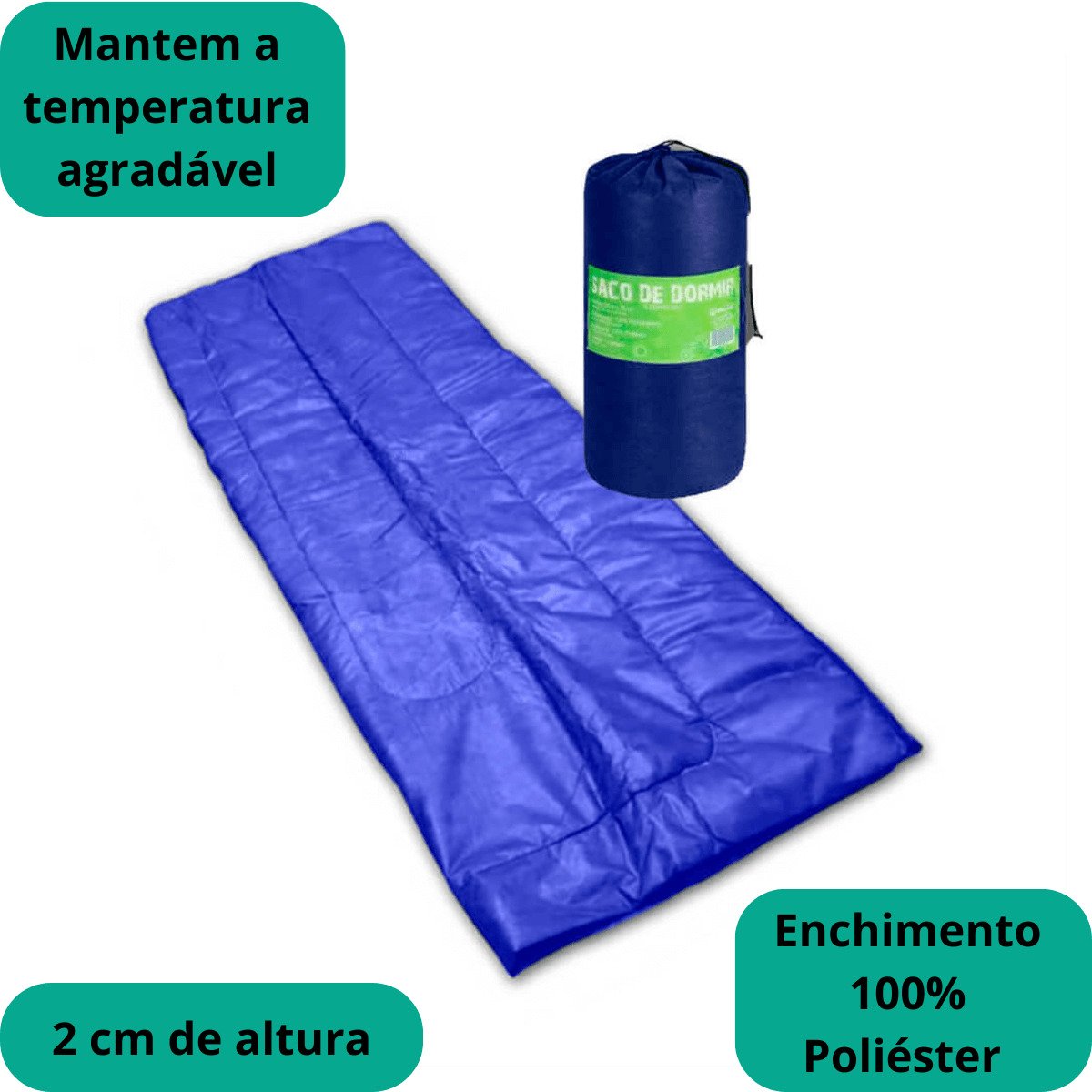 Saco de Dormir Colchonete Fa Colchões Acampamento Camping Solteiro 192x75cm 8161 Color:azul - 4