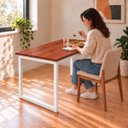 Ver imagem 6 de Mesa de Jantar Reforçada Industrial 120x50cm Tampo Vermelho Pés Branco