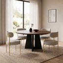 Ver imagem 1 de Cadeira Sala Jantar Margara Kit 4 Base Aço Dourado Linho D03 - D'Rossi