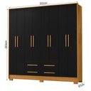 Ver imagem 3 de Guarda Roupa Casal Paraty 8 Portas 4 Gavetas Carvalho Americano Preto Tx - Incorplac