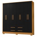 Ver imagem 1 de Guarda Roupa Casal Paraty 8 Portas 4 Gavetas Carvalho Americano Preto Tx - Incorplac
