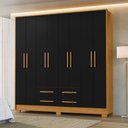 Ver imagem 4 de Guarda Roupa Casal Paraty 8 Portas 4 Gavetas Carvalho Americano Preto Tx - Incorplac
