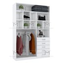 Ver imagem 2 de MÓDULO CLOSET L150 X P45 X A220 (5 GAVETAS, GABIDEIRO E NICHOS) M381.B MUNDI MOVEIS