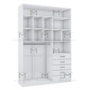 Ver imagem 3 de MÓDULO CLOSET L150 X P45 X A220 (5 GAVETAS, GABIDEIRO E NICHOS) M381.B MUNDI MOVEIS