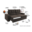 Ver imagem 5 de Sofá Retrátil e Reclinável 4 Lugares 2,3m Veludo Horus