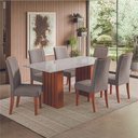 Ver imagem 2 de Conjunto de Mesa Sala de Jantar Ripada Tampo com Vidro Santiago 1,80m 6 Cadeiras Grécia Dobuê