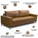 Ver imagem 5 de Sofá 3 Lugares para Sala Living 240cm Pés Madeira Blossom L06 Couro Amêndoa - Lyam Decor