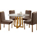 Ver imagem 2 de Conjunto Sala de Jantar 4 Lugares Mesa Redonda 1,2m e 4 Cadeiras Marrom Havana - Moveis Mix