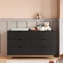 Ver imagem 1 de Cômoda para Quarto Infantil 6 Gavetas 100% MDF Alice Preto/Freijó