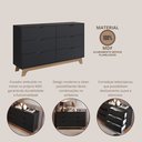 Ver imagem 6 de Cômoda para Quarto Infantil 6 Gavetas 100% MDF Alice Preto/Freijó
