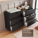 Ver mais imagens de Cômoda para Quarto Infantil 6 Gavetas 100% MDF Alice Preto/Freijó
