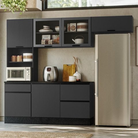 Cozinha Modulada Etna Flex 4 Peças 6 Portas Grafite - Pallazio