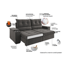 Ver imagem 5 de Sofá Retrátil e Reclinável 4 Lugares 2,3m Veludo Horus