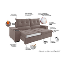 Ver imagem 5 de Sofá Retrátil e Reclinável 4 Lugares 2,3m Veludo Horus