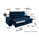 Ver imagem 5 de Sofá Retrátil e Reclinável 4 Lugares 2,3m Veludo Horus