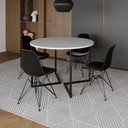 Ver imagem 2 de Mesa Industrial Jantar Redonda Branca 110Cm Base V Com 4 Cadeiras Eames Pretas Ferro Preto Branco