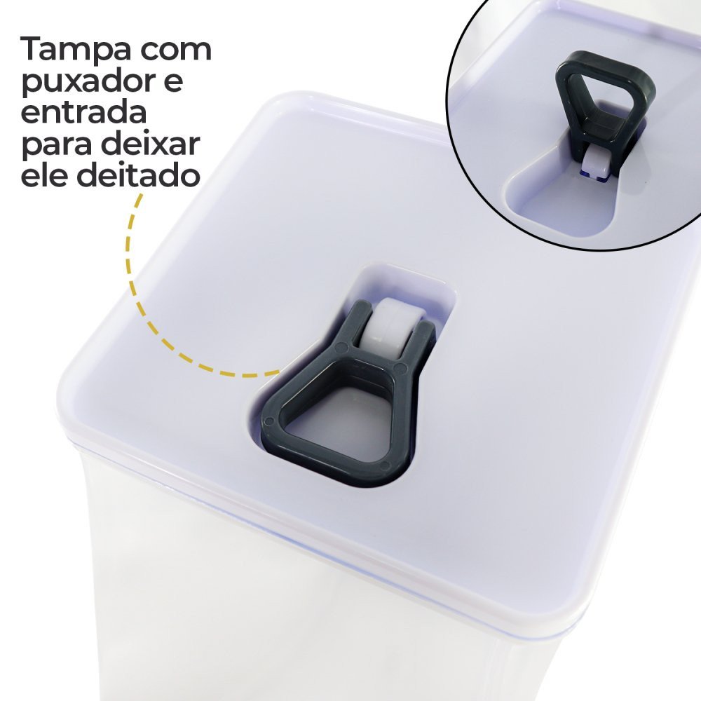 Kit com 03 Potes Organizador Hermético Branco Armazenamento - 4