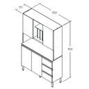 Ver imagem 4 de Armário Kit Cozinha com 4 Portas, 3 Gavetas AC4430 Bege/Carvalho Oak/Arbo