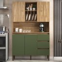 Ver imagem 1 de Armário Kit Cozinha com 4 Portas, 3 Gavetas AC4430 Bege/Carvalho Oak/Arbo
