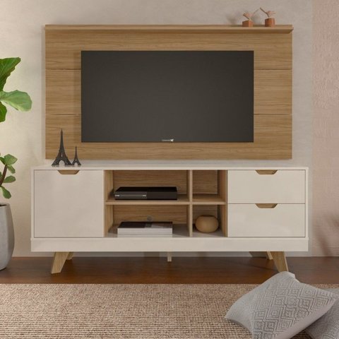 Rack com Painel para TV até 60 pol 161CMX180CM Universal Slim Michigan Branco