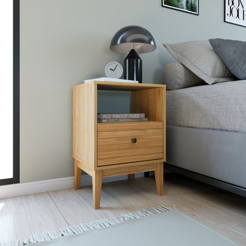 Mesa de Cabeceira Linha Riscado 1 Gaveta Marrom