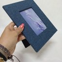 Ver imagem 3 de Porta-Retrato de Chenile Azul 1.0x18.5x23.5cm Foto Mesa Decoração Sala Presente
