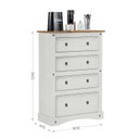 Ver imagem 3 de Cômoda para Quarto 4 Gavetas Madeira Maciça Branco/Nogal
