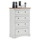 Ver imagem 2 de Cômoda para Quarto 4 Gavetas Madeira Maciça Branco/Nogal