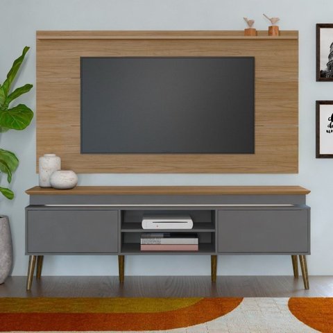 Rack com Painel com LED para TV até 75 pol 160CMX180CM Universal Lumina Cinza