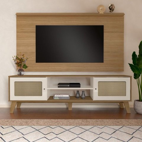 Rack com Painel para TV até 60 Polegadas MDF 180CMX153CM Universal Memphis Branco
