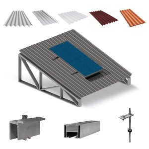 Kit Estrutura Suporte Fixador 2,20m para 1 Placa Solar Alumínio Inox Telha Fibro Ondulada Viga Metál