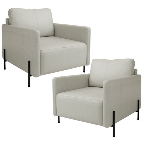 Kit 2 Poltronas Decorativa para Sala Living Pés Industrial Domani L06 Veludo Gelo - Lyam Decor
