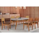 Ver imagem 1 de Conjunto: Mesa de Cozinha Havana Tampo c/ Vidro Curvo 180cm+6 Cadeiras Havana Naturale/Off White -