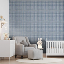 Ver imagem 2 de Papel de Parede Vinílico Xadrez Picnic Pincelada Azul Mar Revoada 4428 53x1000